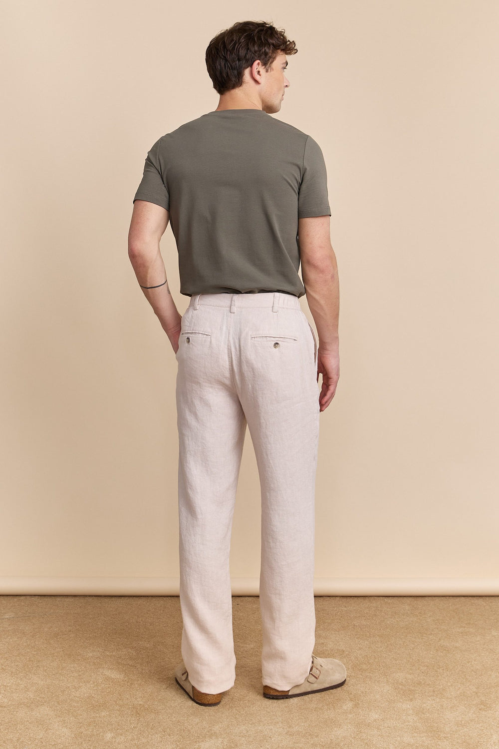 Linen pant with elastic sides