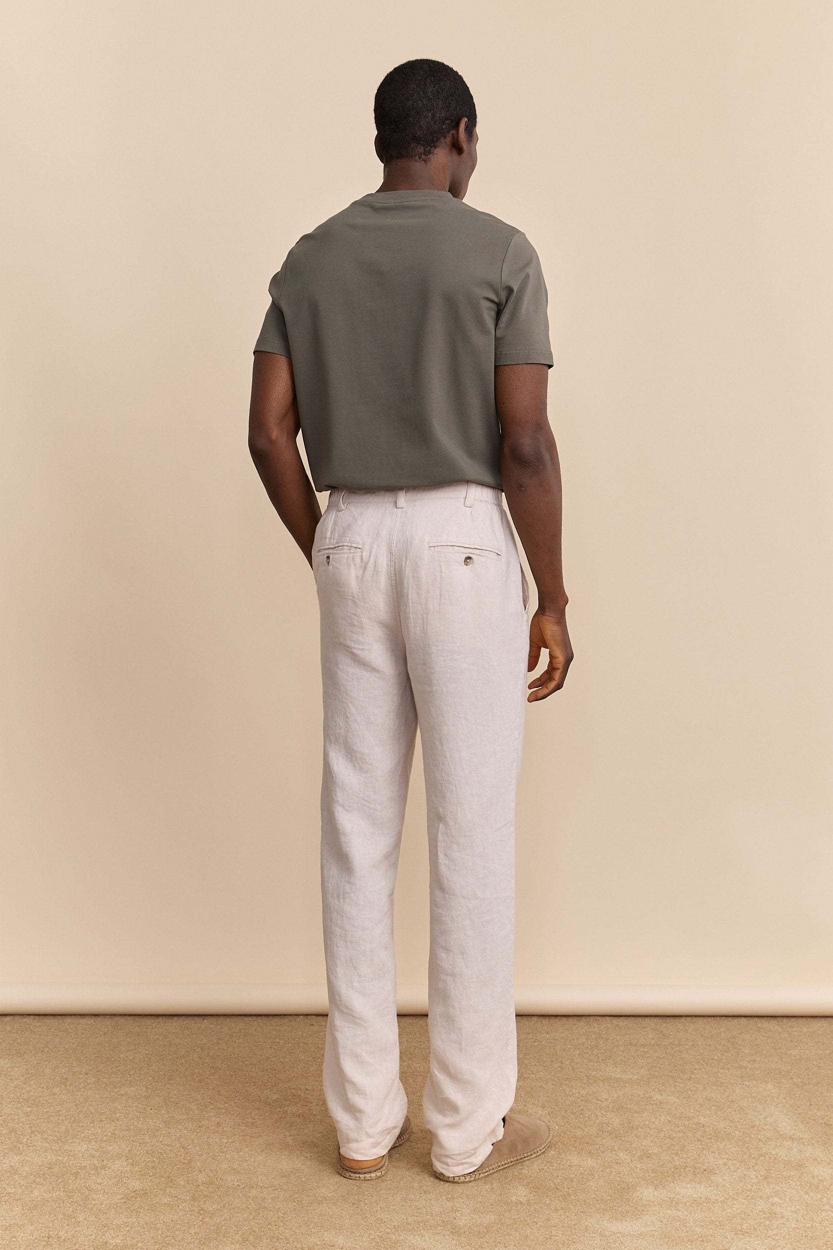 Linen pant with elastic sides