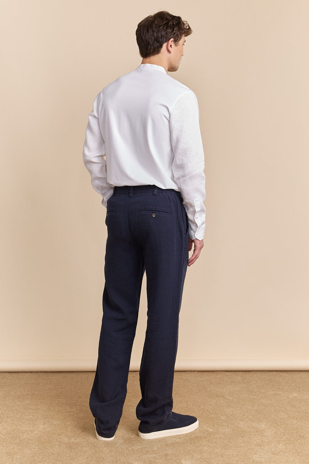 Linen pant with elastic sides