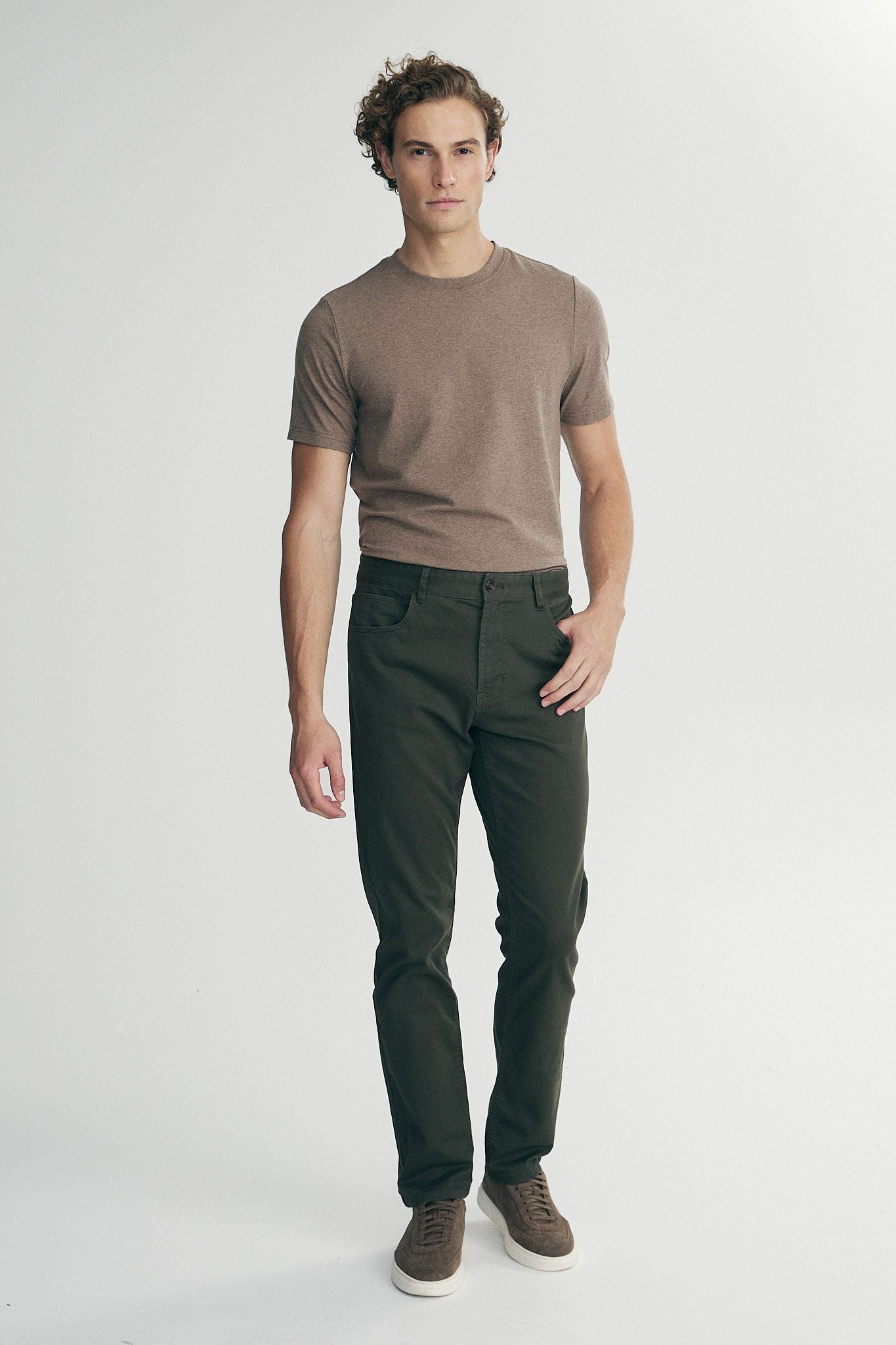 Twill slim fit pants