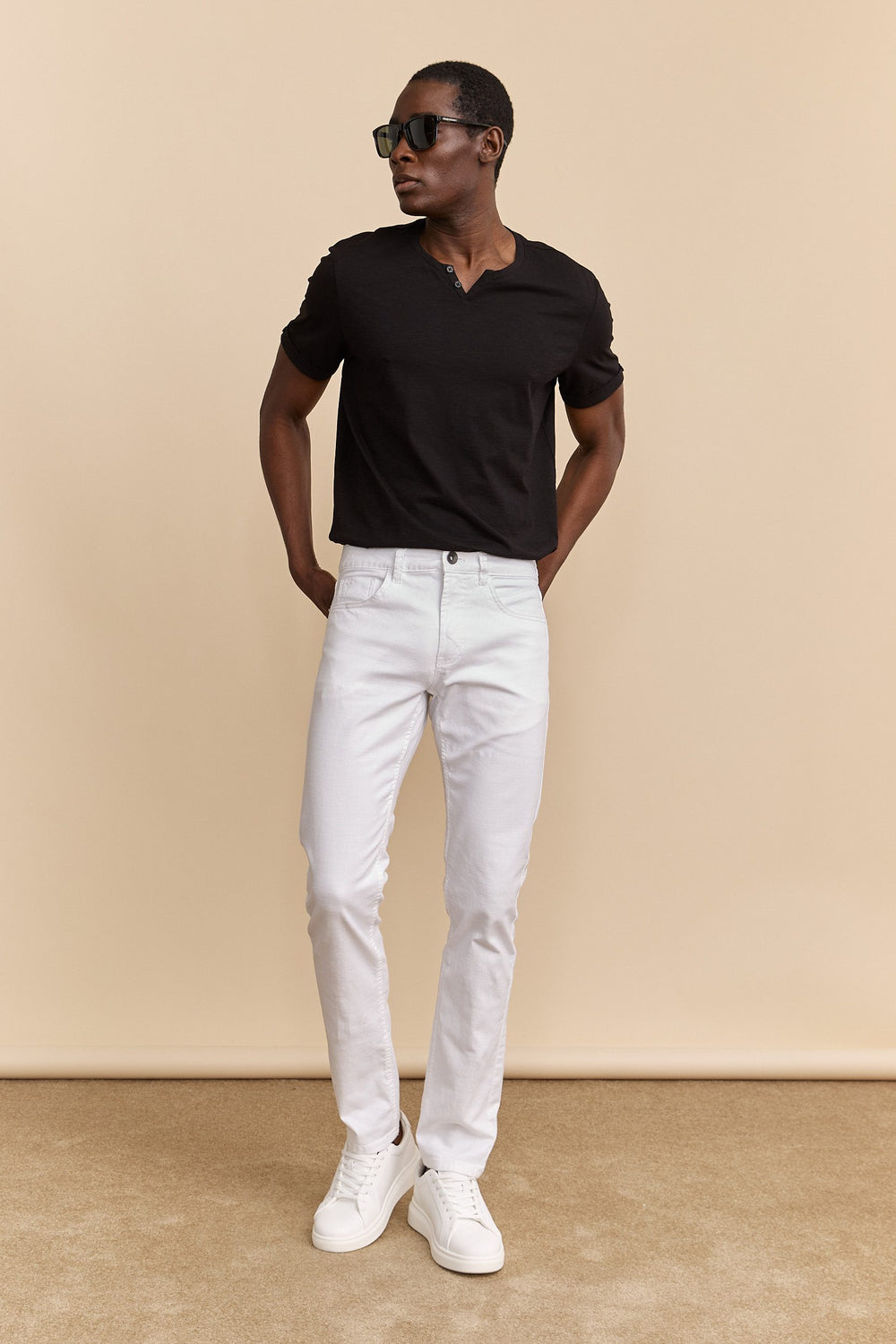 White slim fit pants