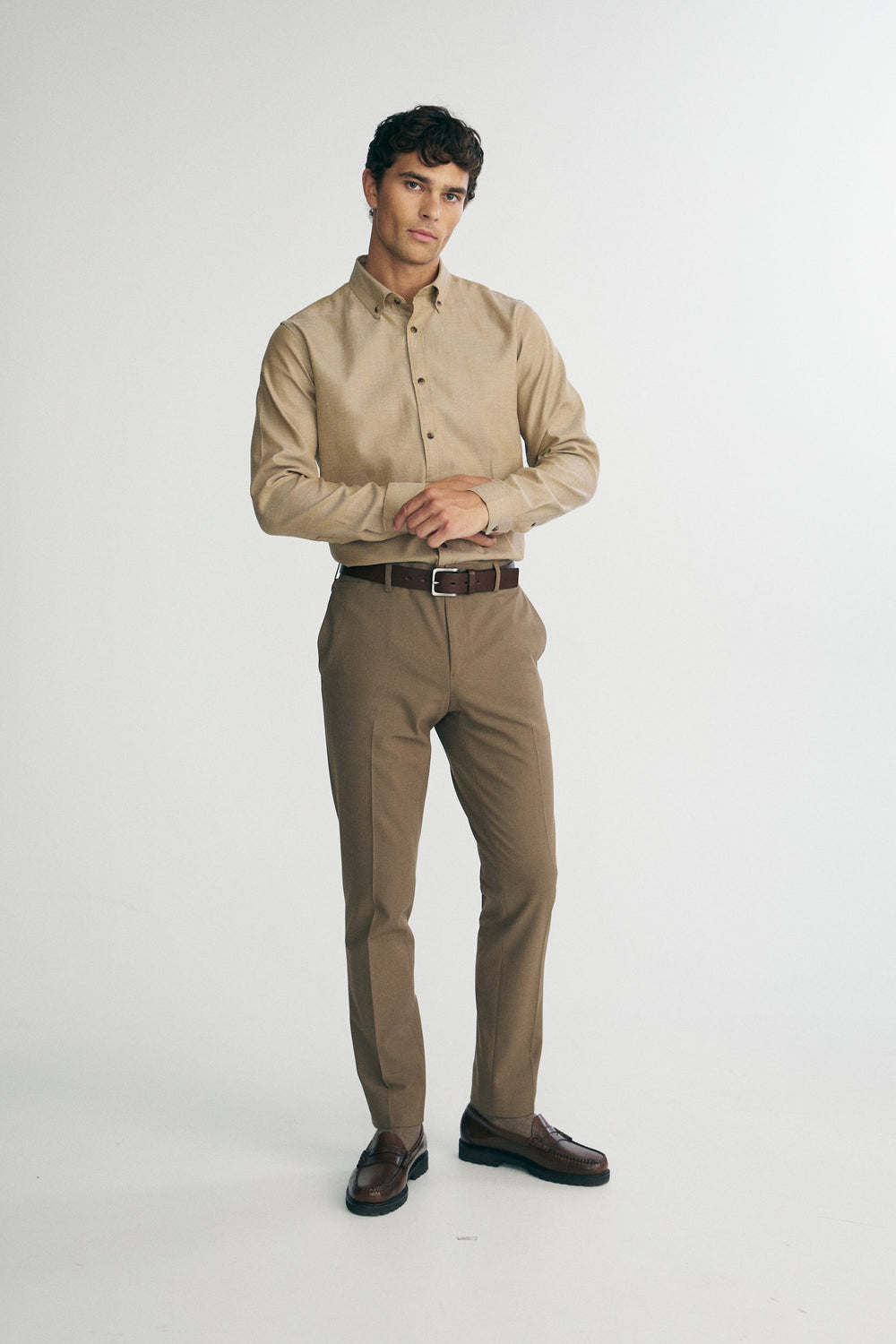 Solid colour slim pants