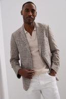 Fitted linen check blazer