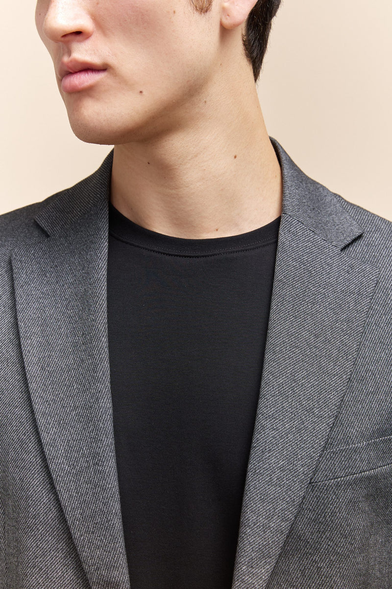 Fitted two tone twill blazer removable collar