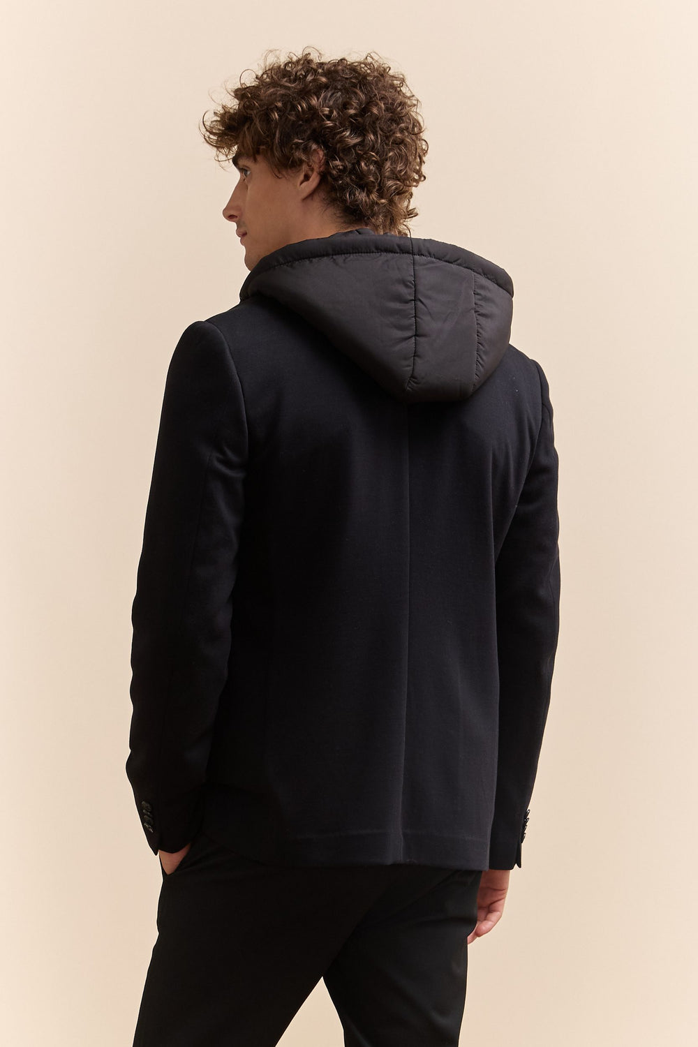 Double knit Fitted blazer with removable hood