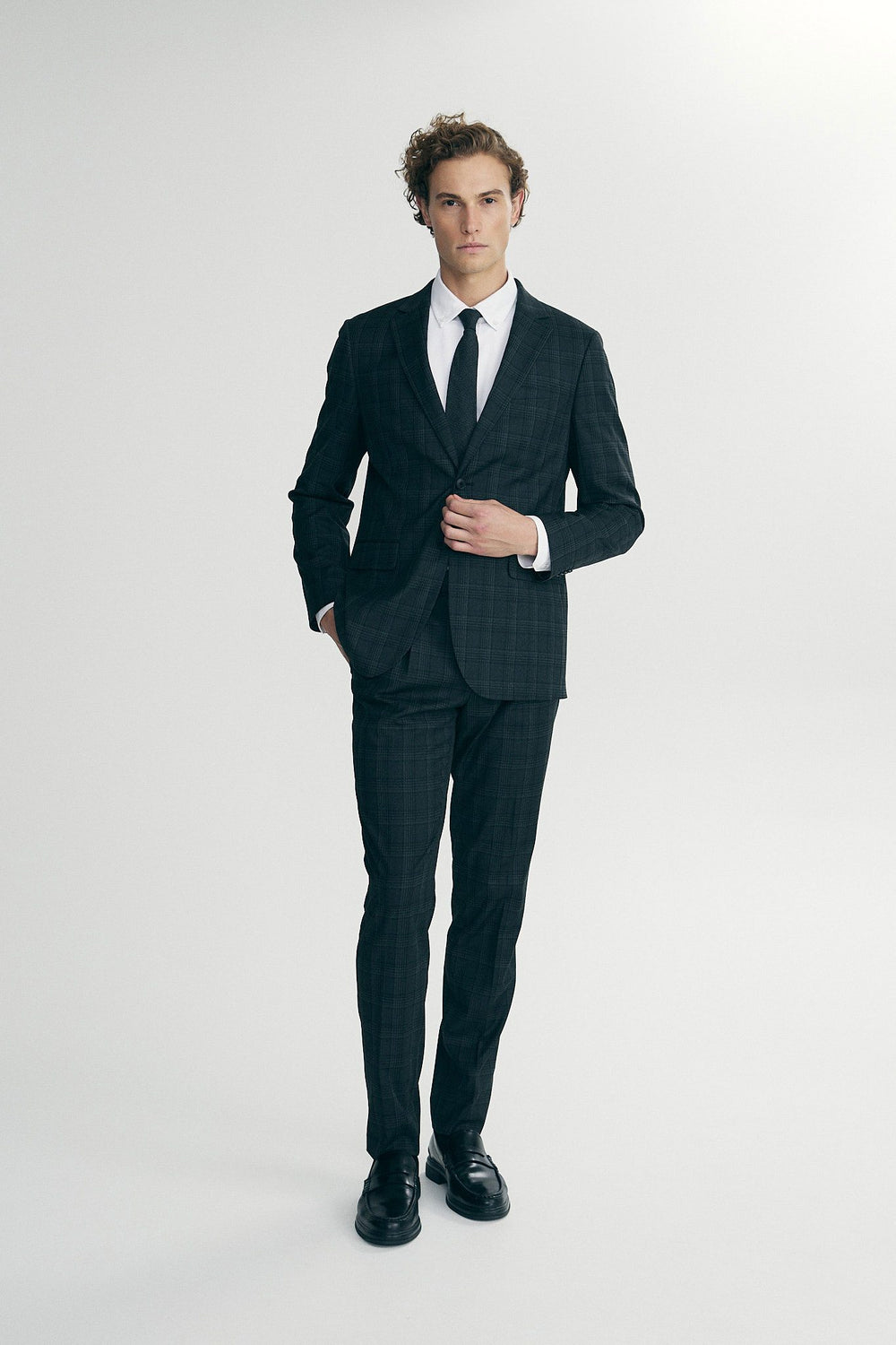 Fitted check blazer
