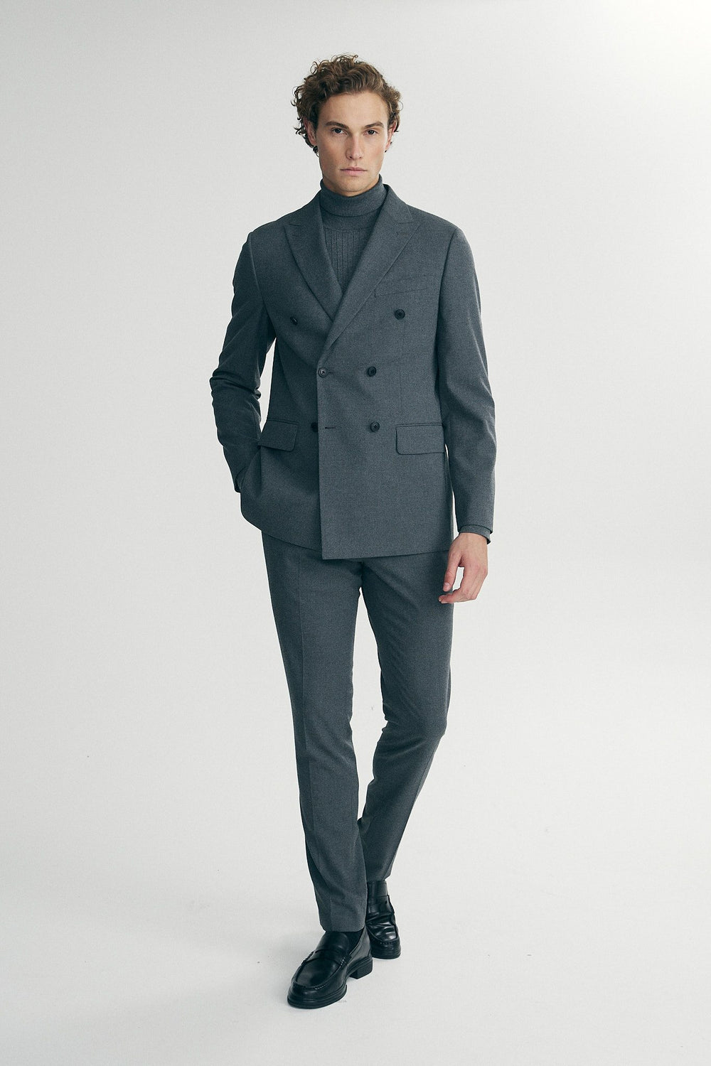 Double breast flanel fitted blazer