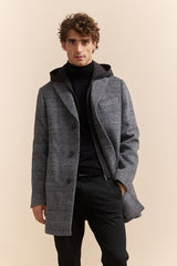 Check coat with removable hood