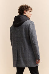 Check coat with removable hood