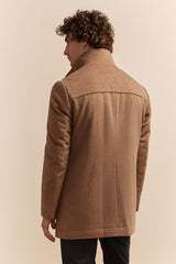 Cashmere blend coat with removable collar