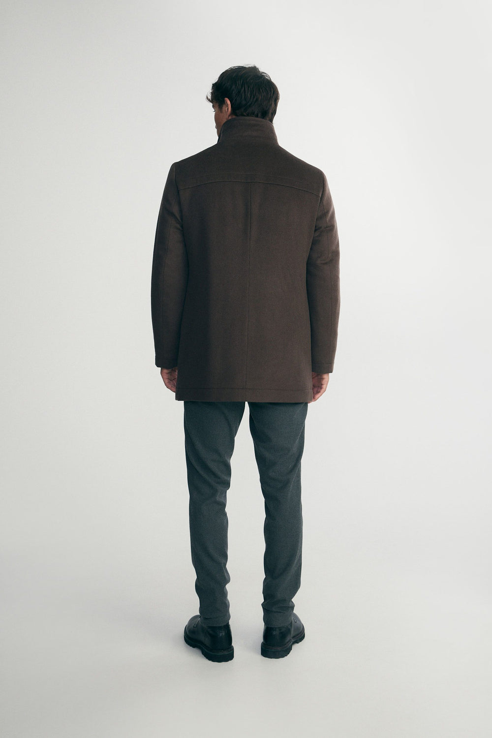 Cashmere blend coat with removable collar