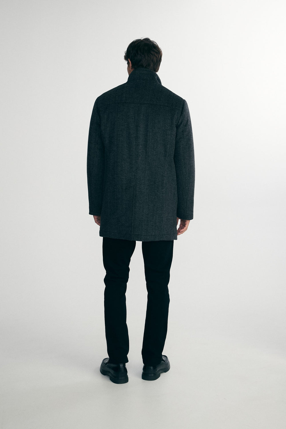 Two tone mock neck coat