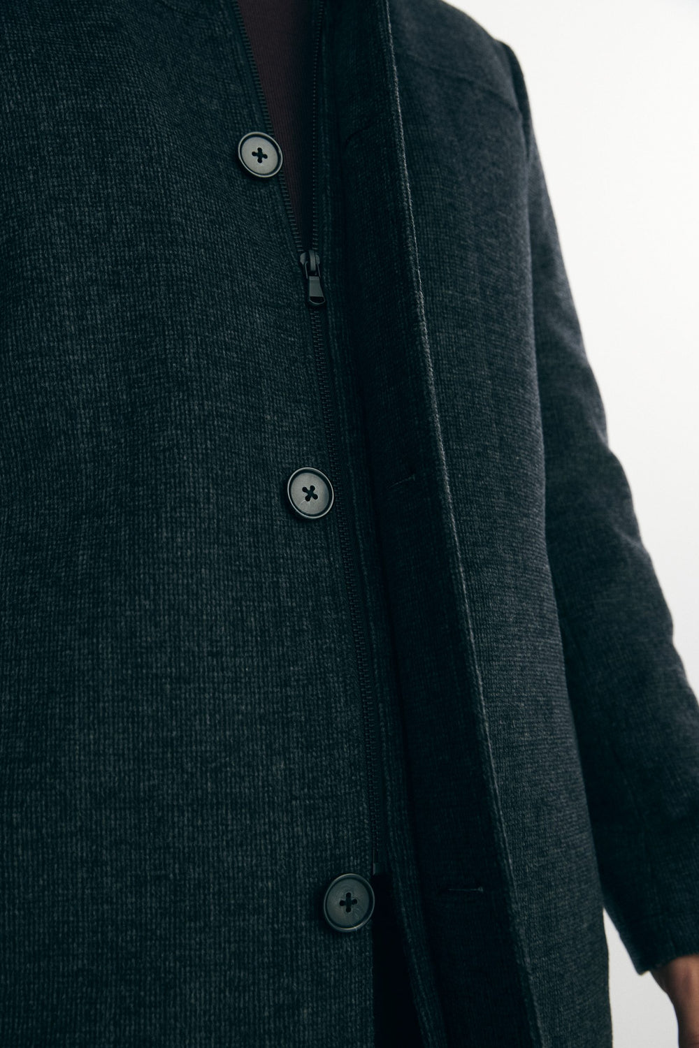 Two tone mock neck coat