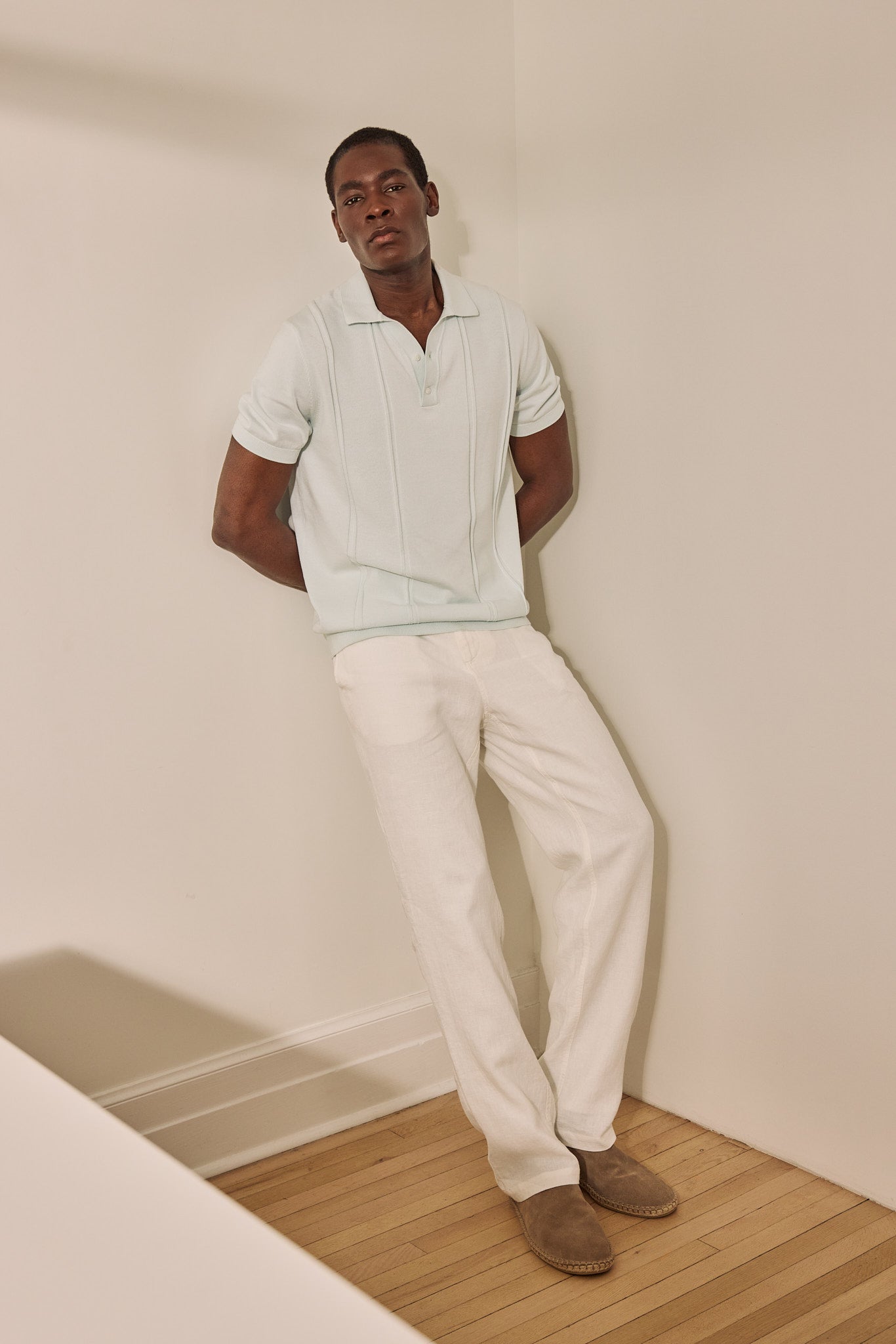 Linen pant with elastic sides