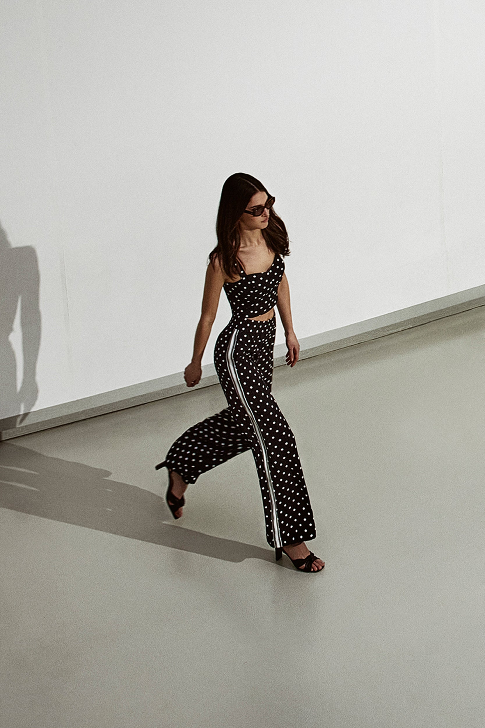 Polka dot wide leg pant