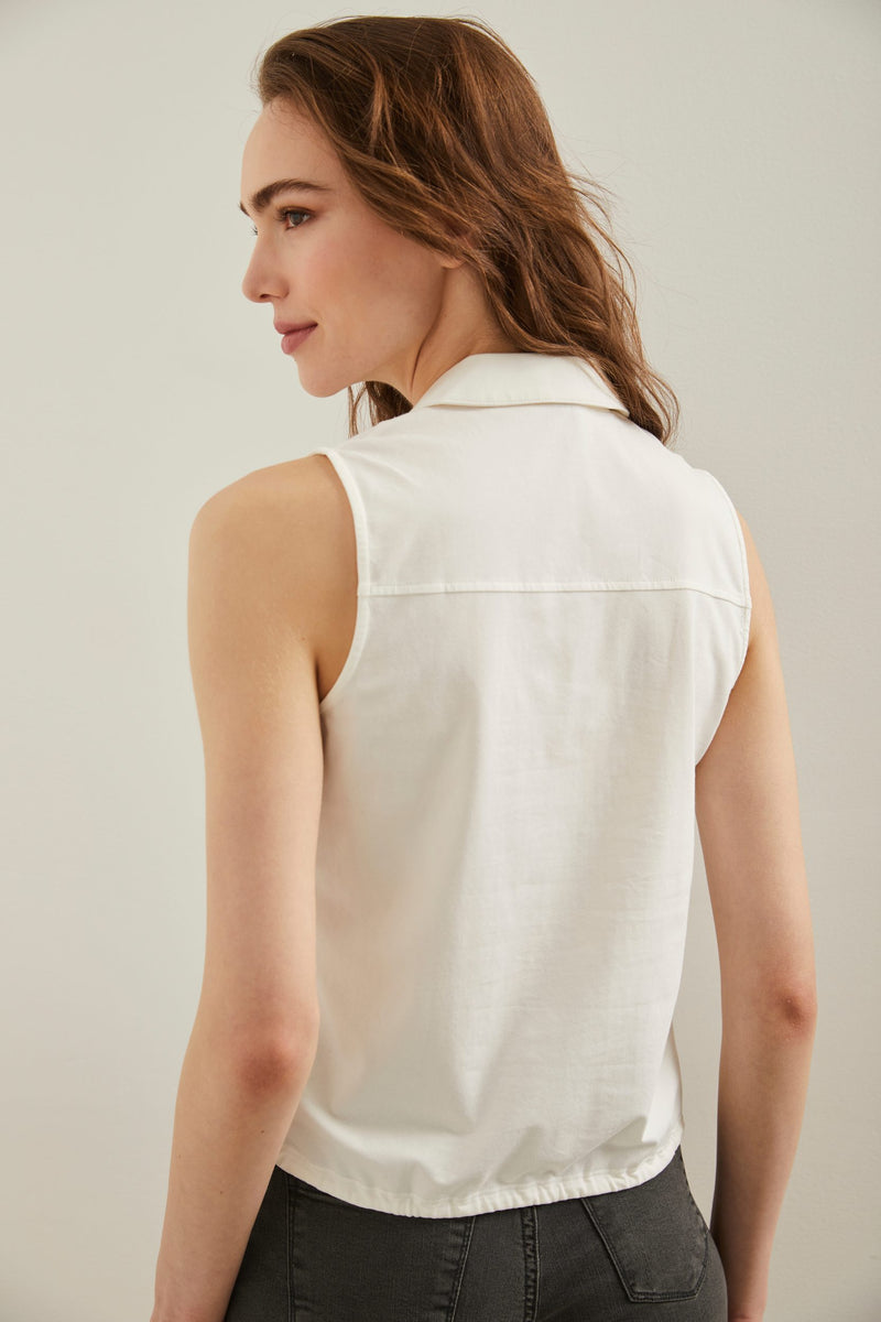 Sleeveless top with drawstring