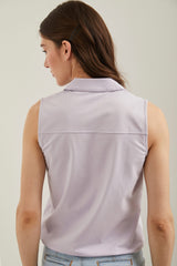 Sleeveless top with drawstring