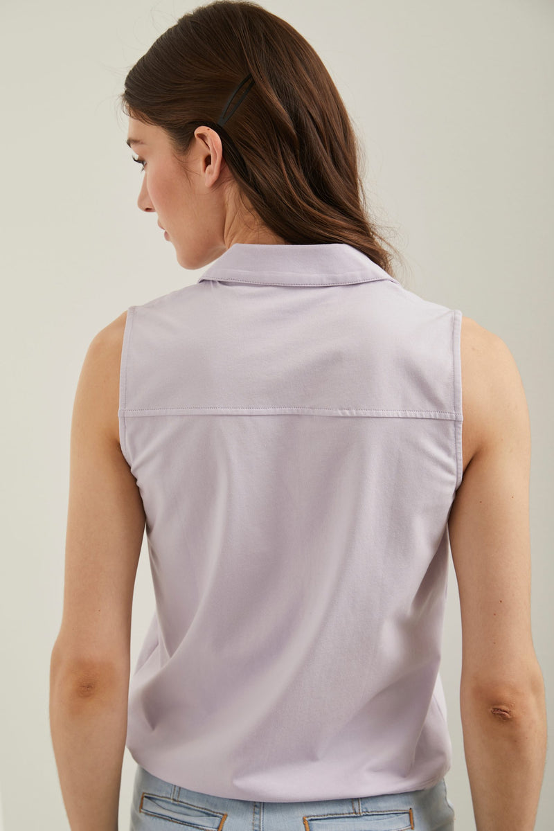 Sleeveless top with drawstring