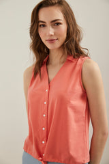 Sleeveless top with drawstring