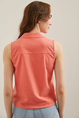 Sleeveless top with drawstring