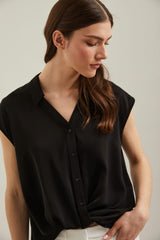 Oversized fluid shirt with twisted front