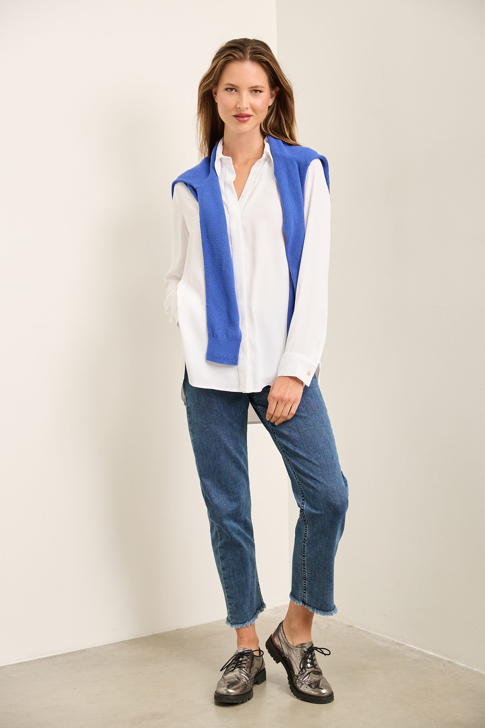 Oversized Blouse With Refined Buttons