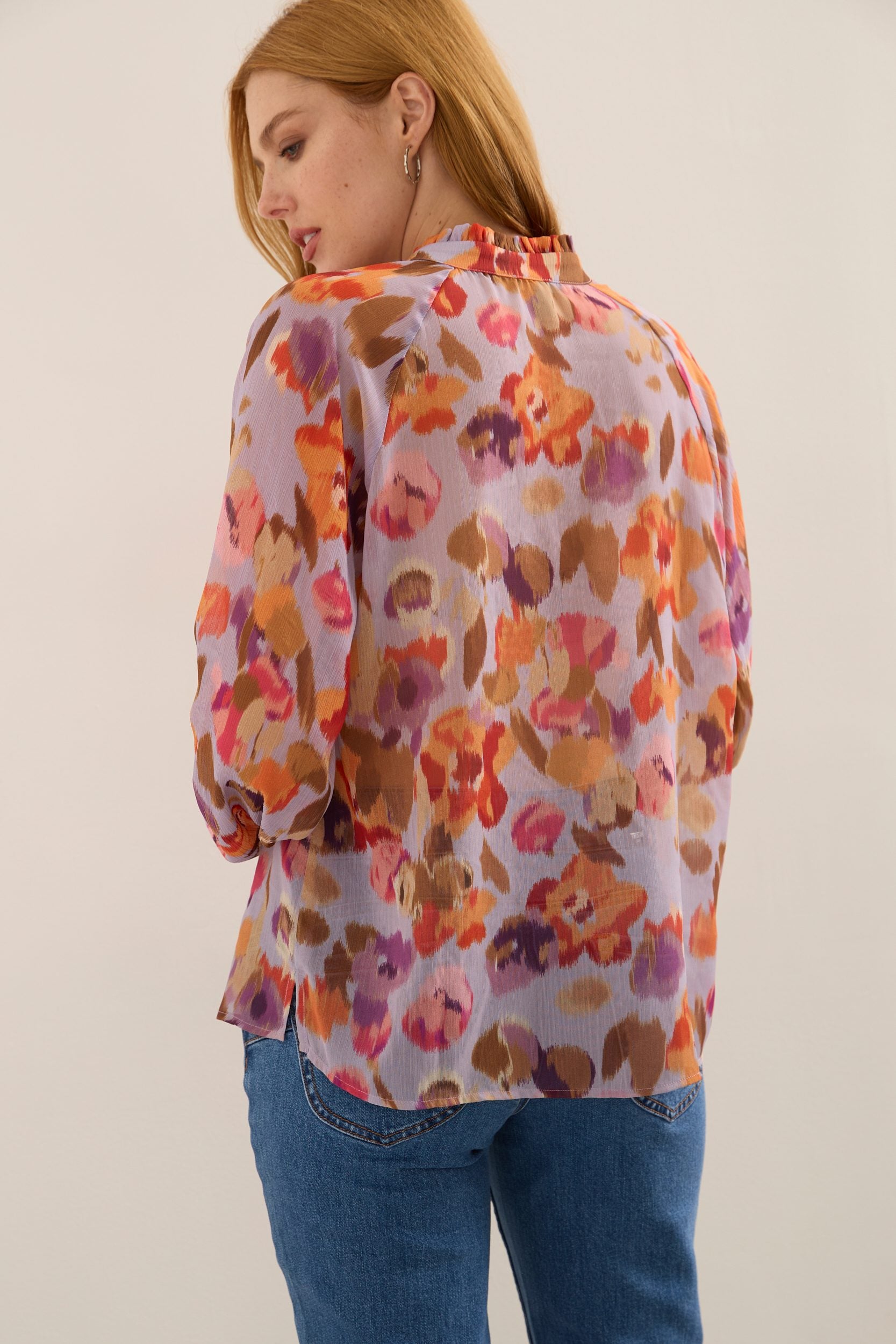 Floral Print Puffy Sleeve Blouse