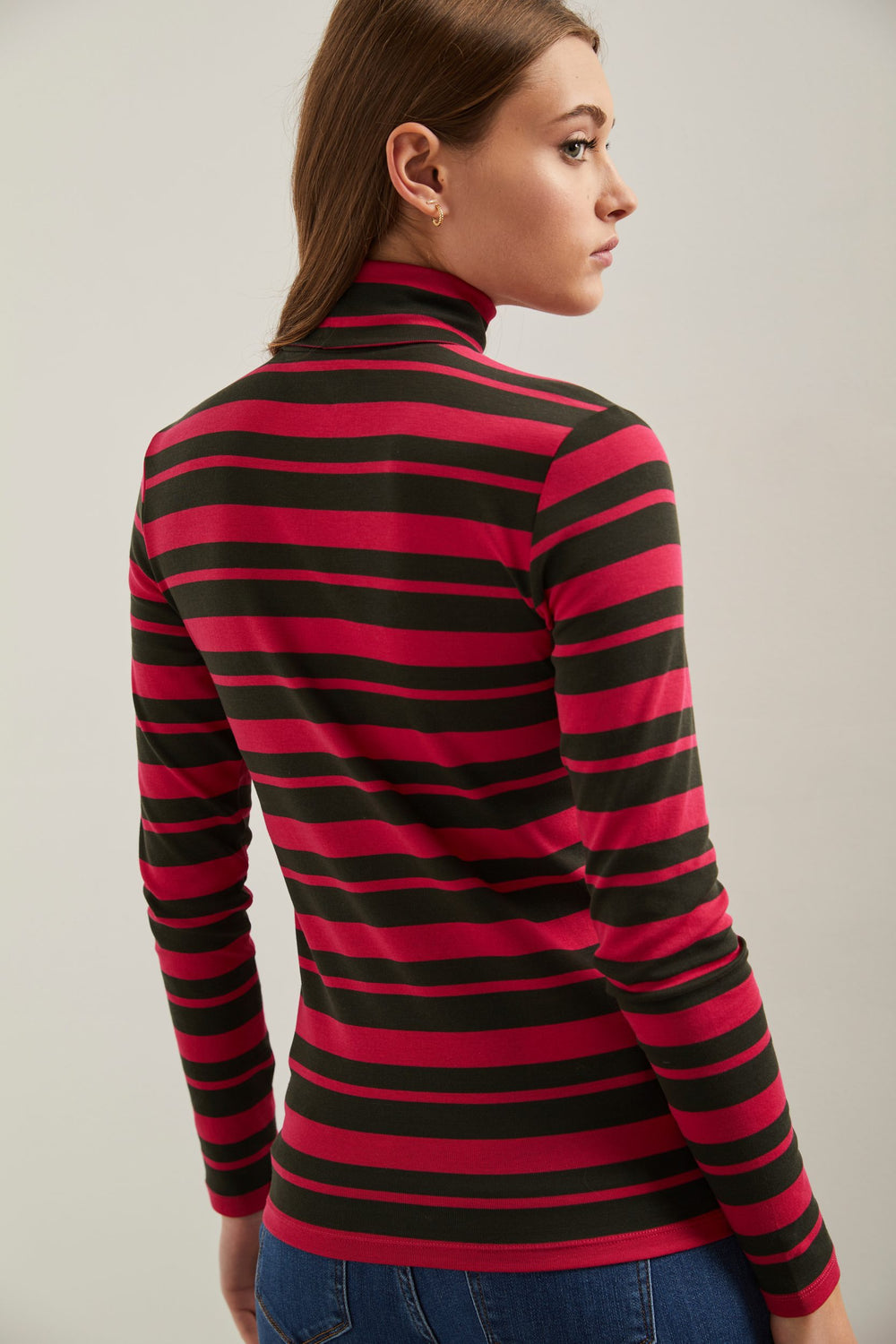 Striped turtleneck top