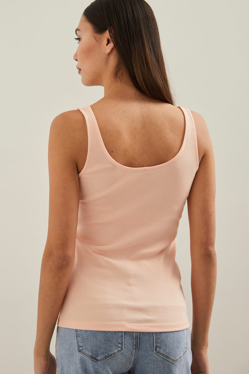 Ribbed sleeveless top with sweetheart neckline