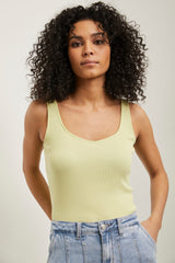 Ribbed sleeveless top with sweetheart neckline