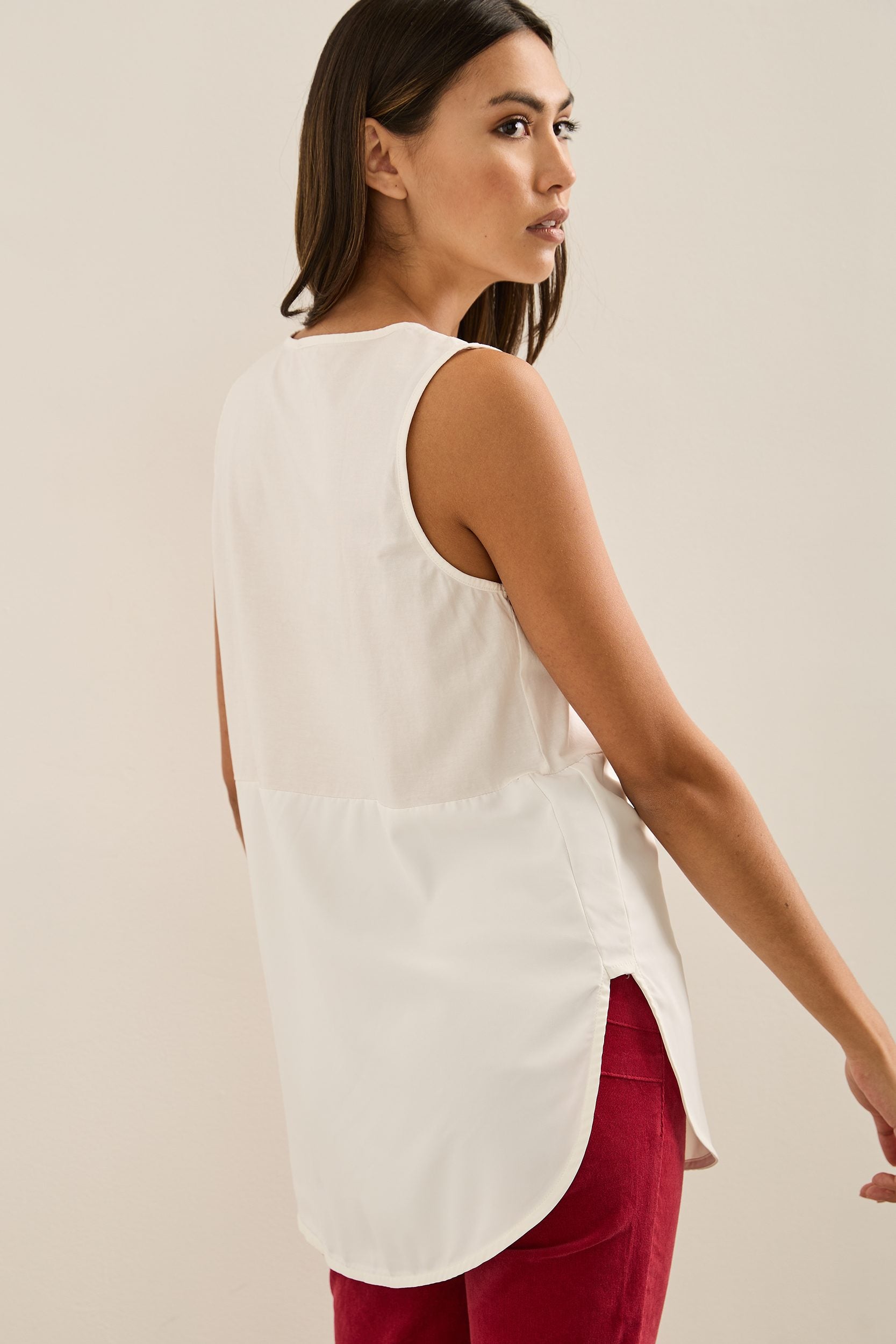 Jersey & Woven Layering Top