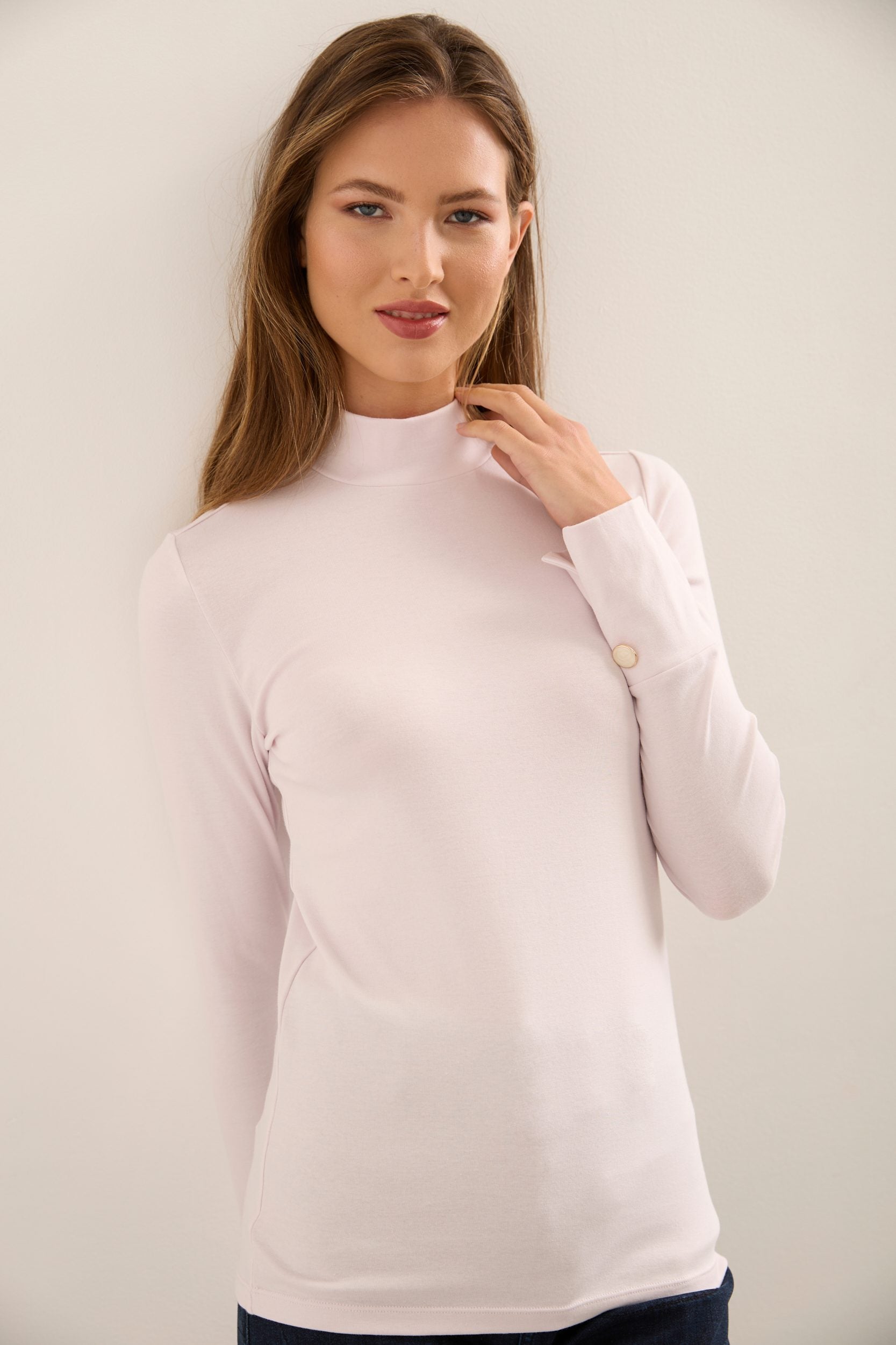 Mock Neck Top With Large Cuffs