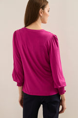 Jersey top with puffy sleeves