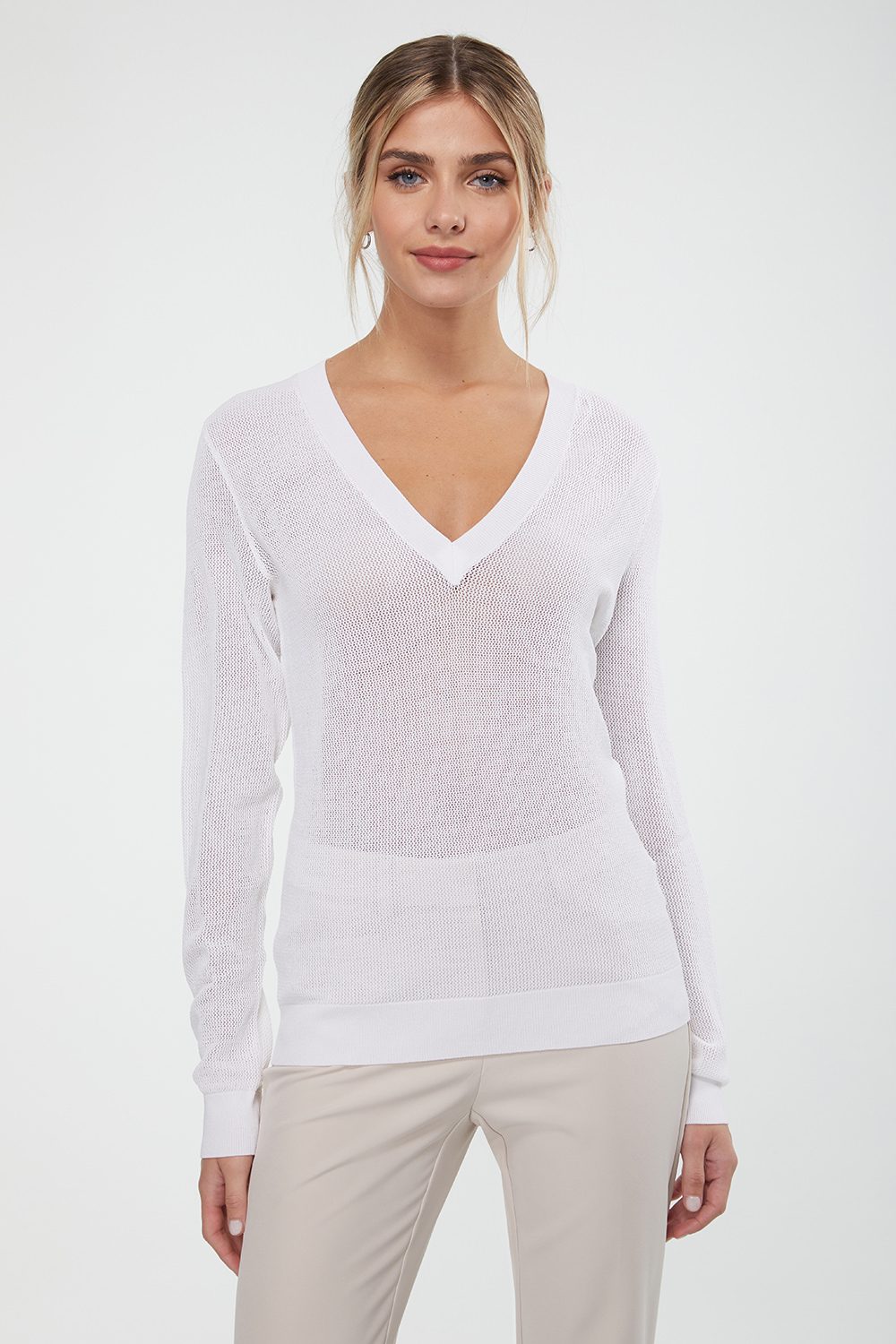 Mesh V neck sweater