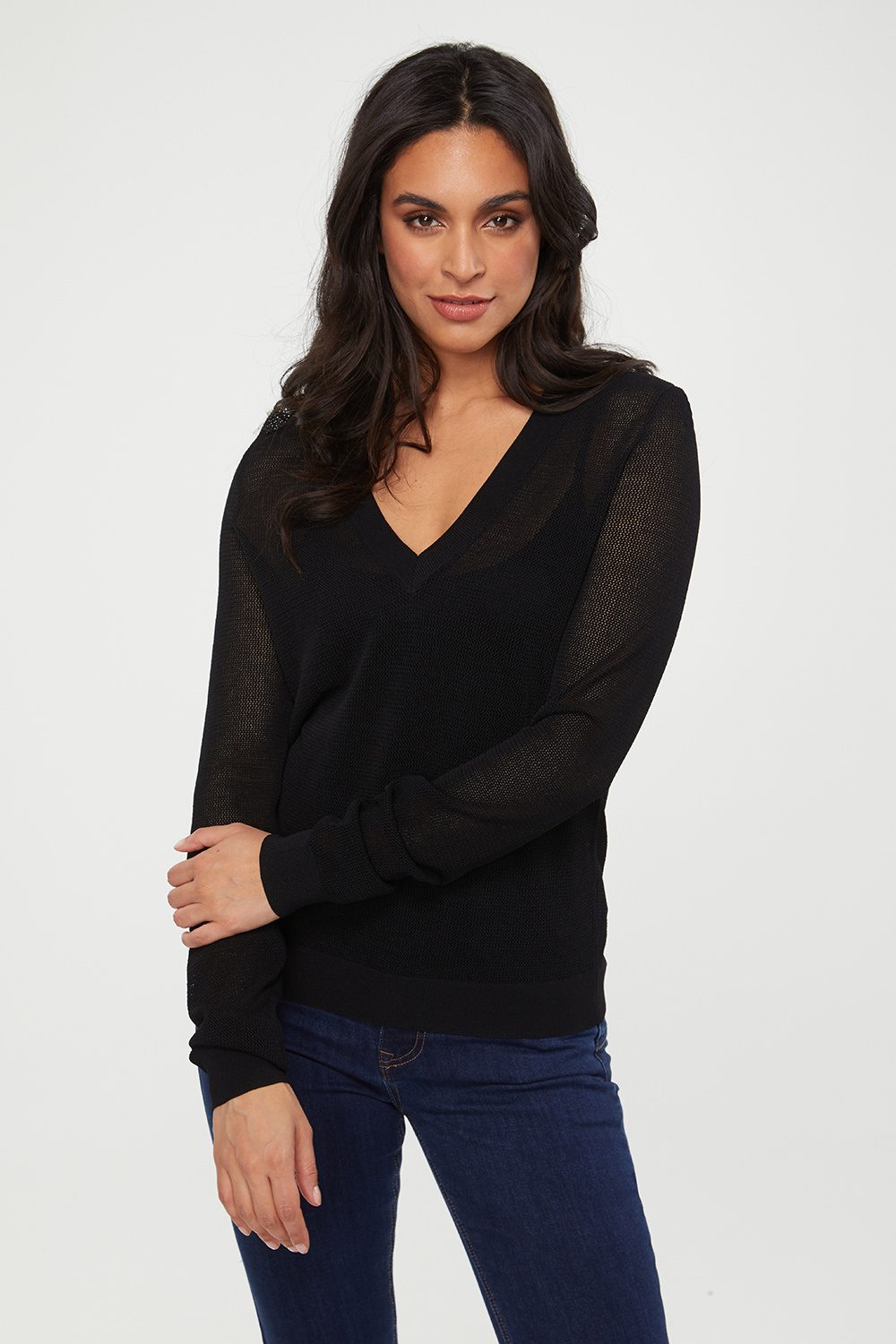 Mesh V neck sweater