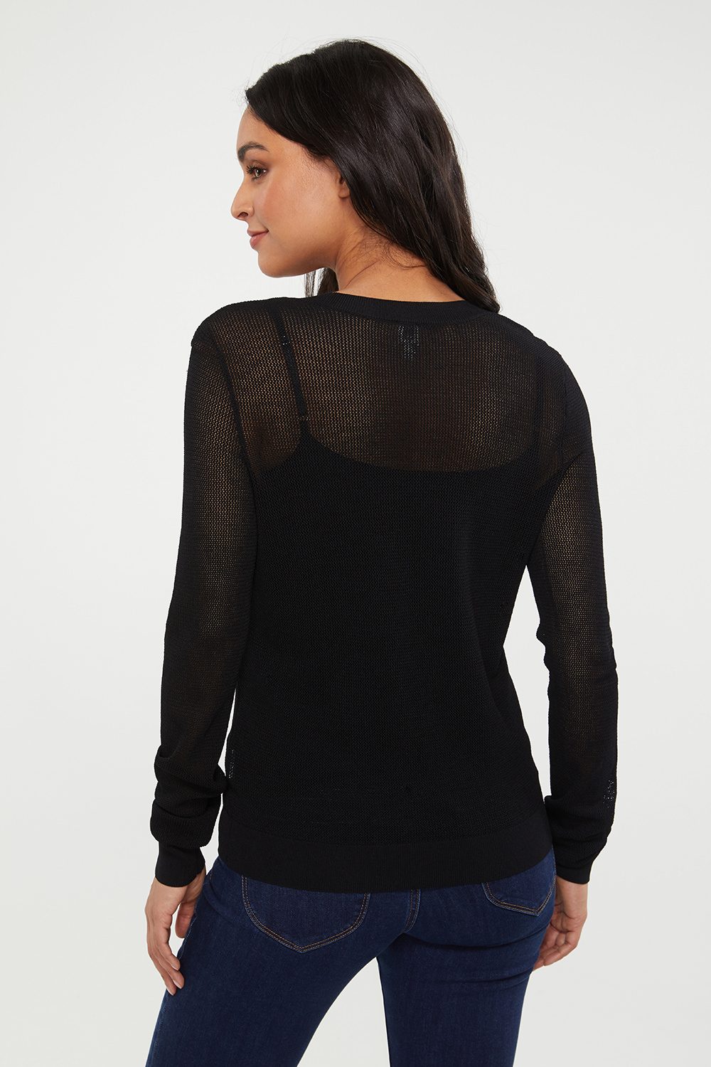 Mesh V neck sweater