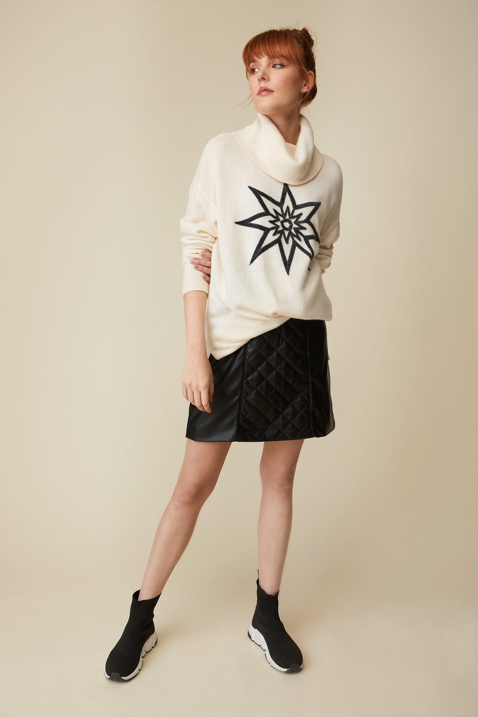 Turtleneck sweater with star pattern