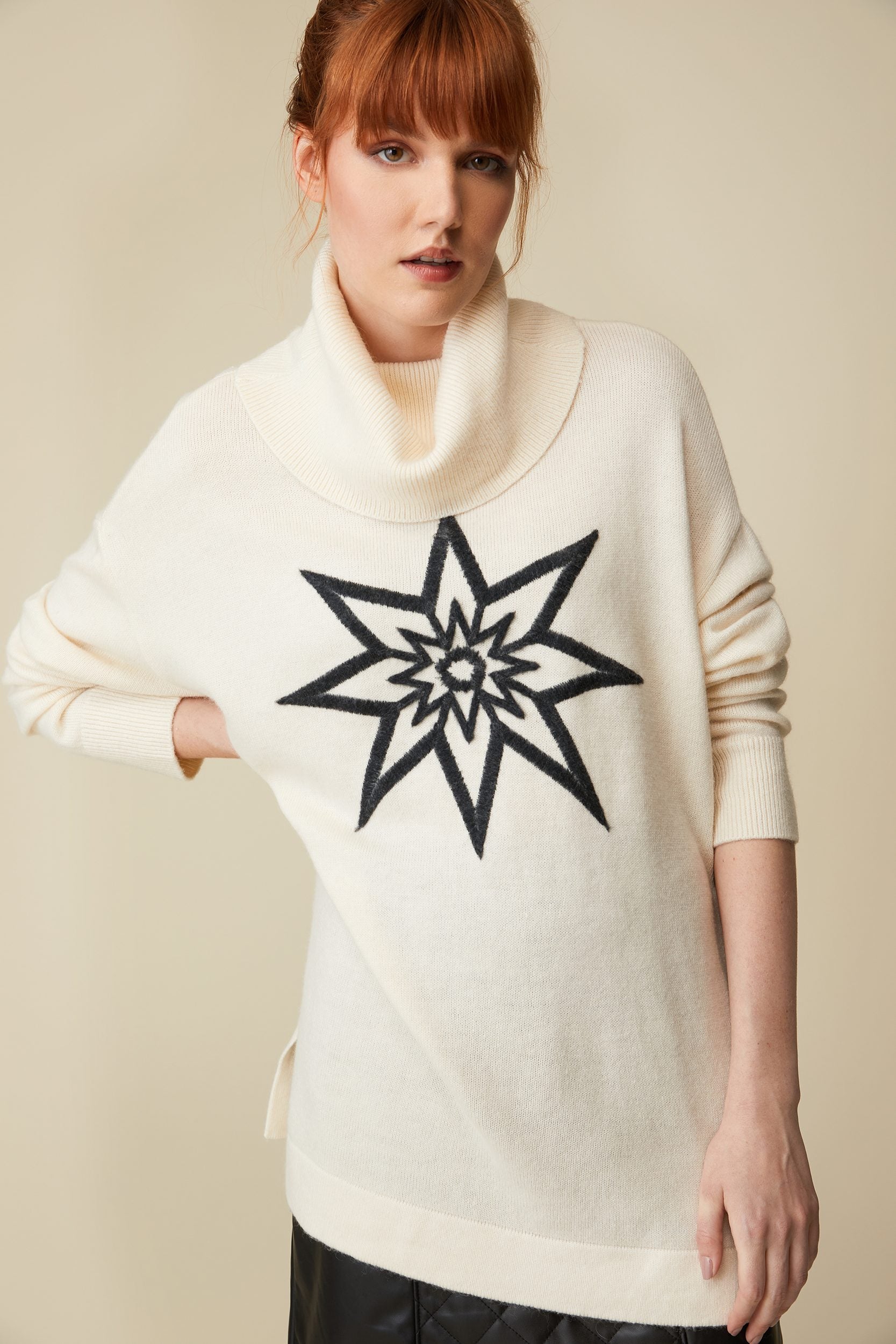 Turtleneck sweater with star pattern