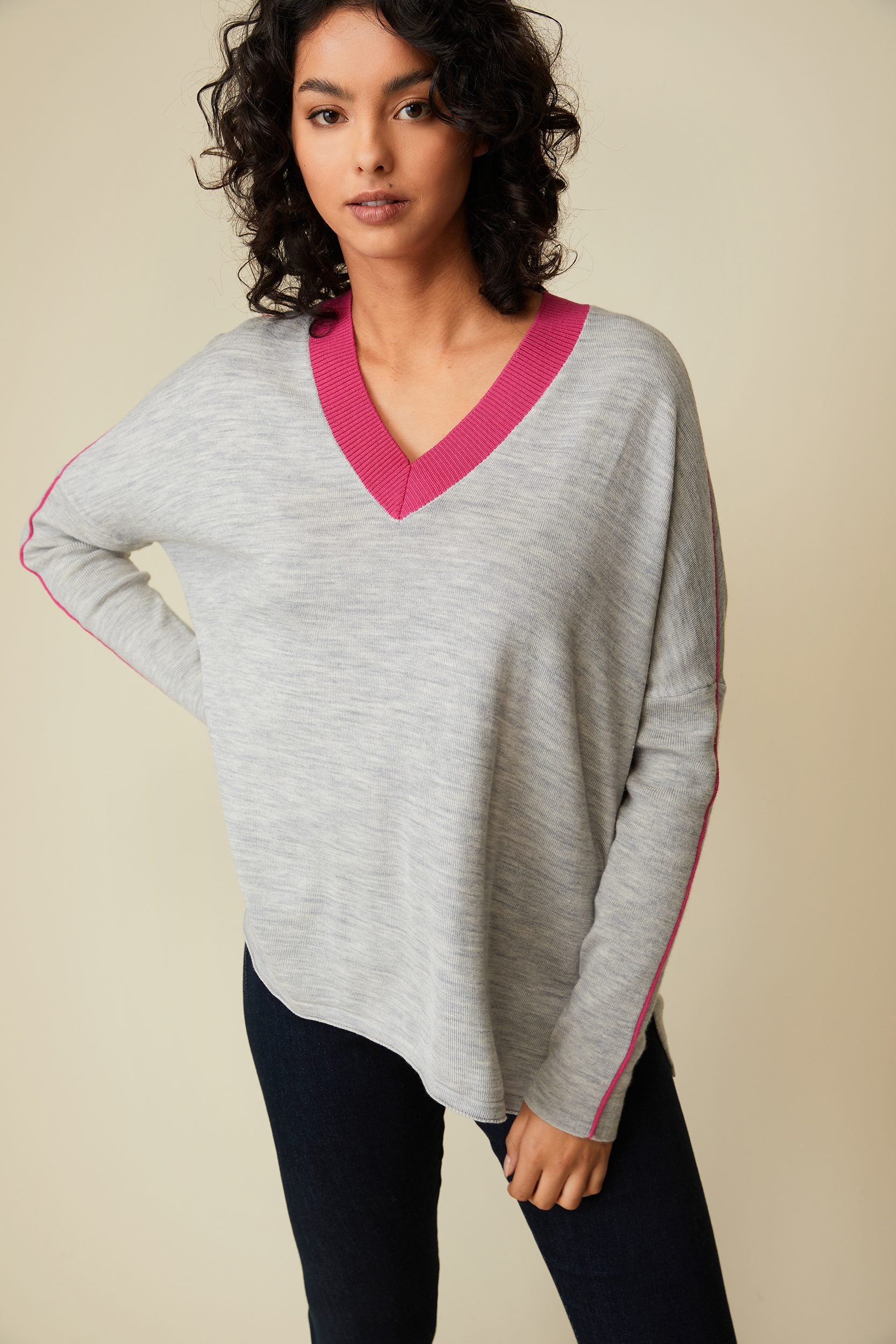 Merino wool sweater with contrasting detail