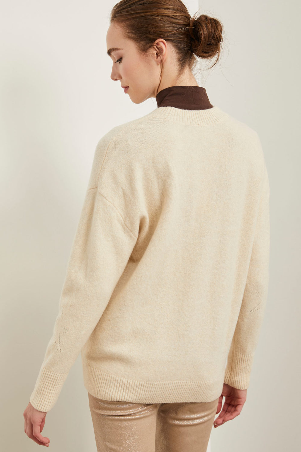 Crew neck sweater with lurex stars