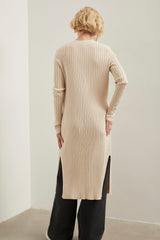 Side slits long cardigan