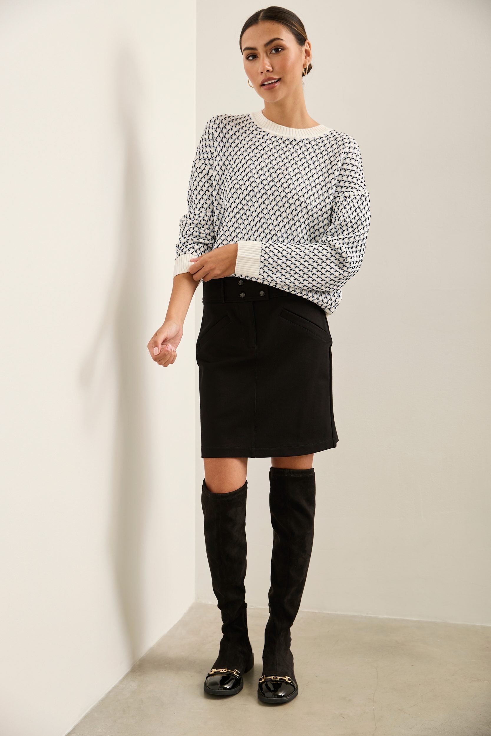 Textured Crew Neck Sweater