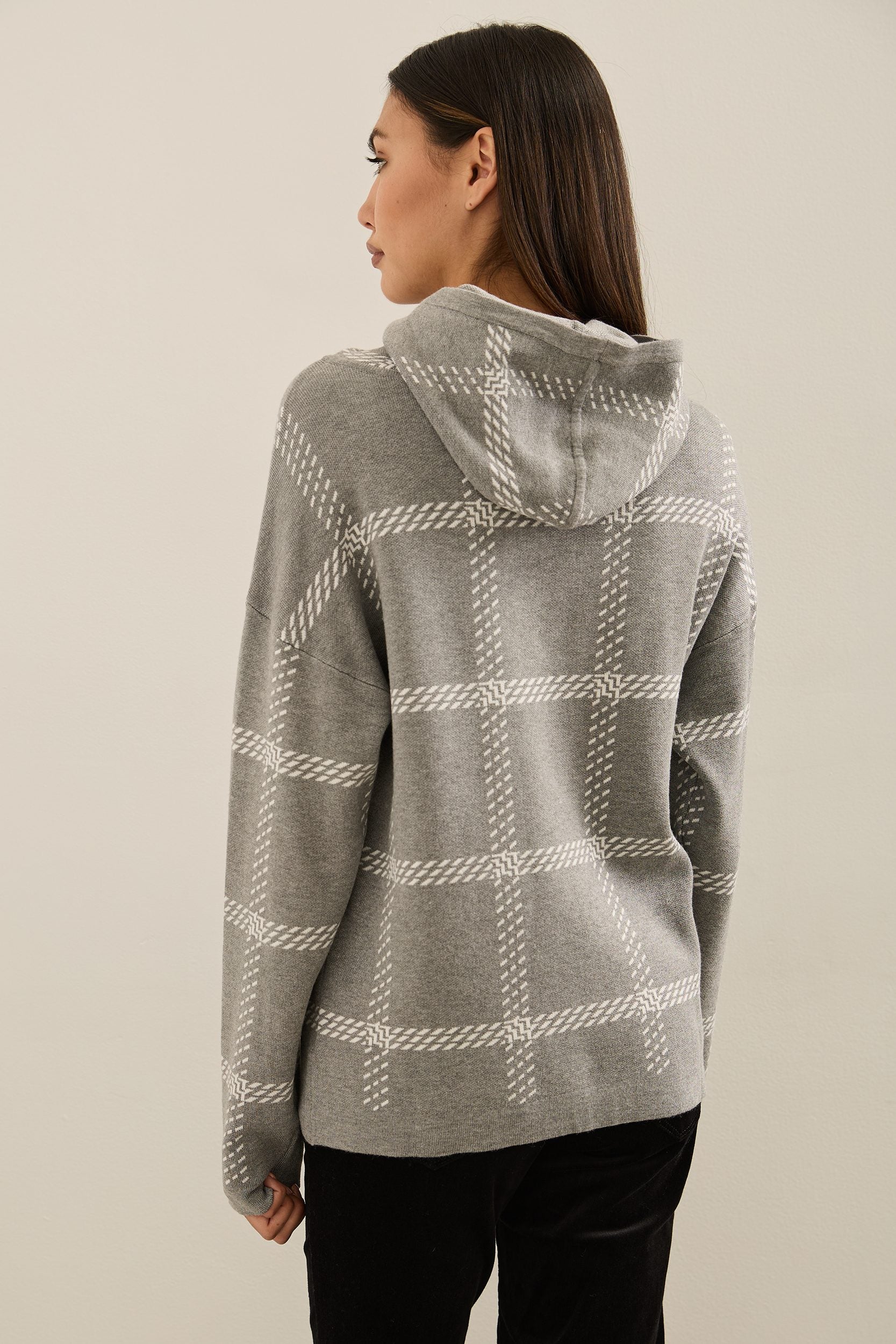 Hooded Jacquard Sweater