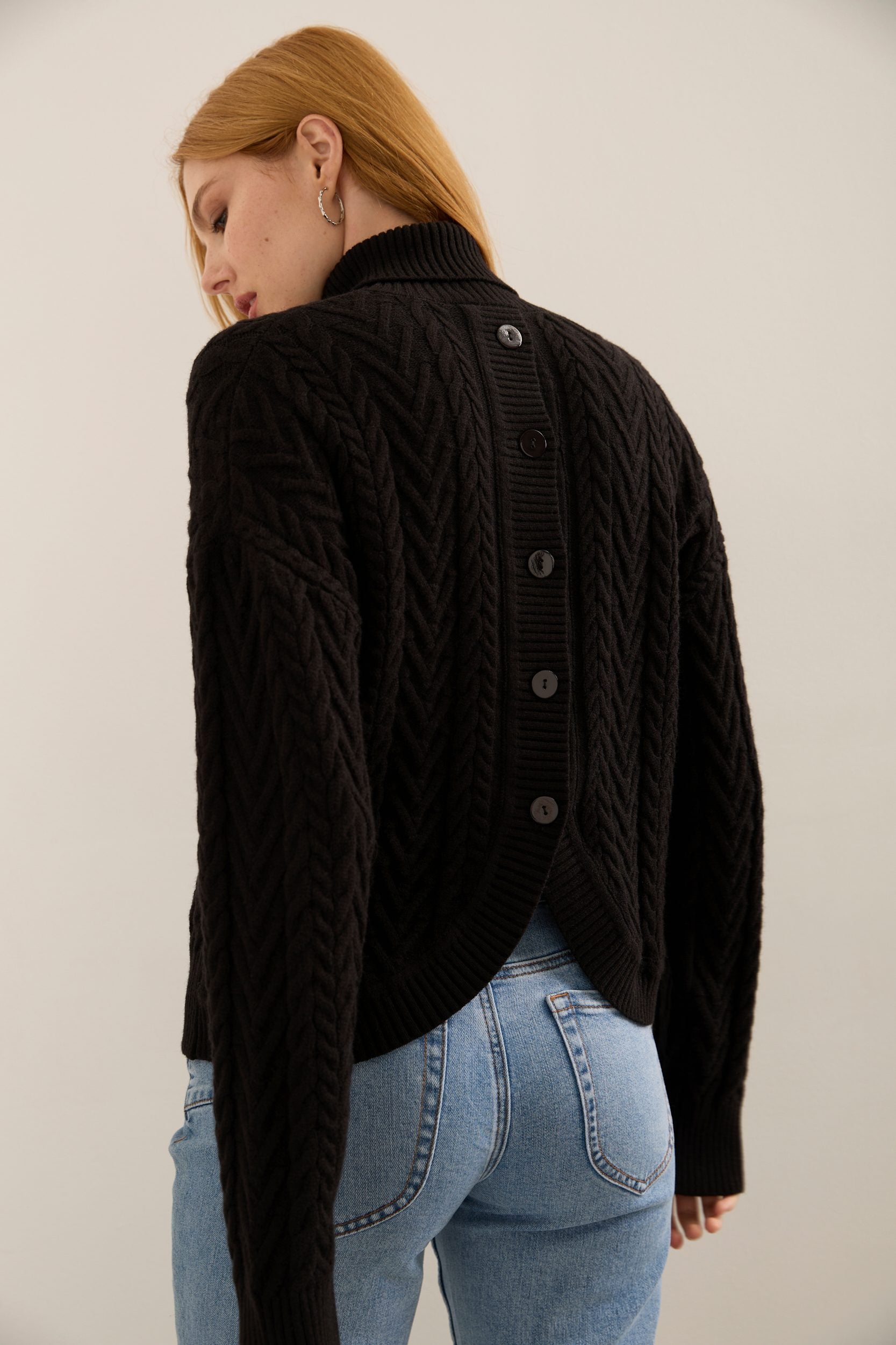 Cable-Knit Turtleneck Sweater