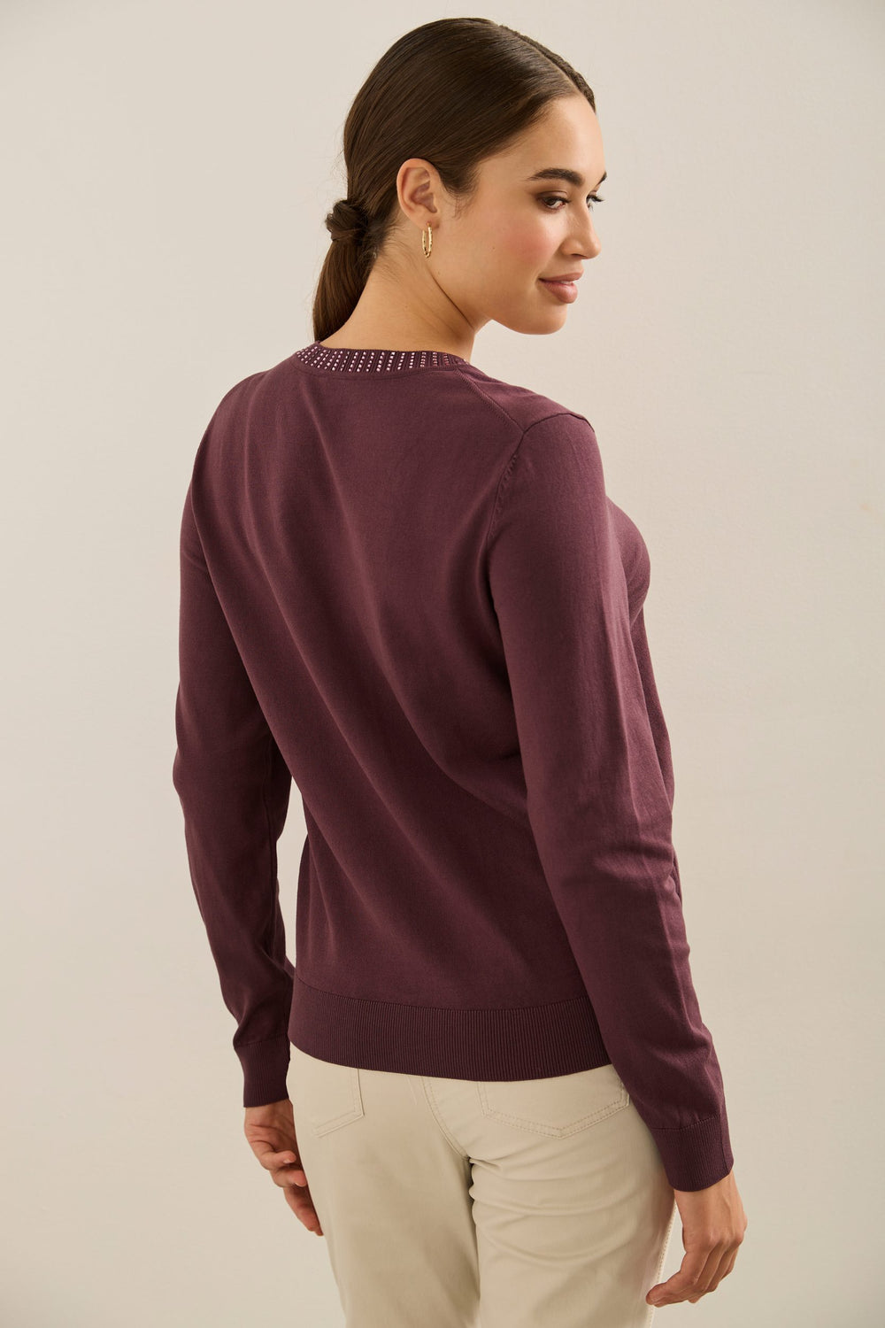 Rhinestones V-neck Sweater