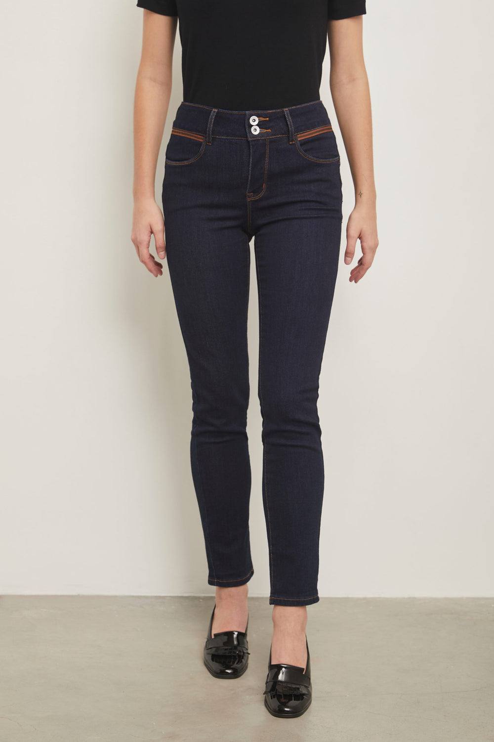 Push up high waist slim jeans with ribbon