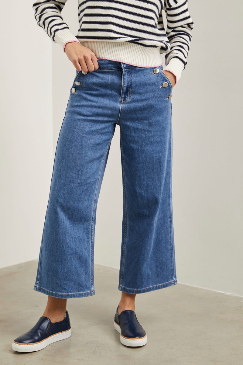 Wide leg crop high waist pant