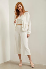 Wide leg cropped pant with ela