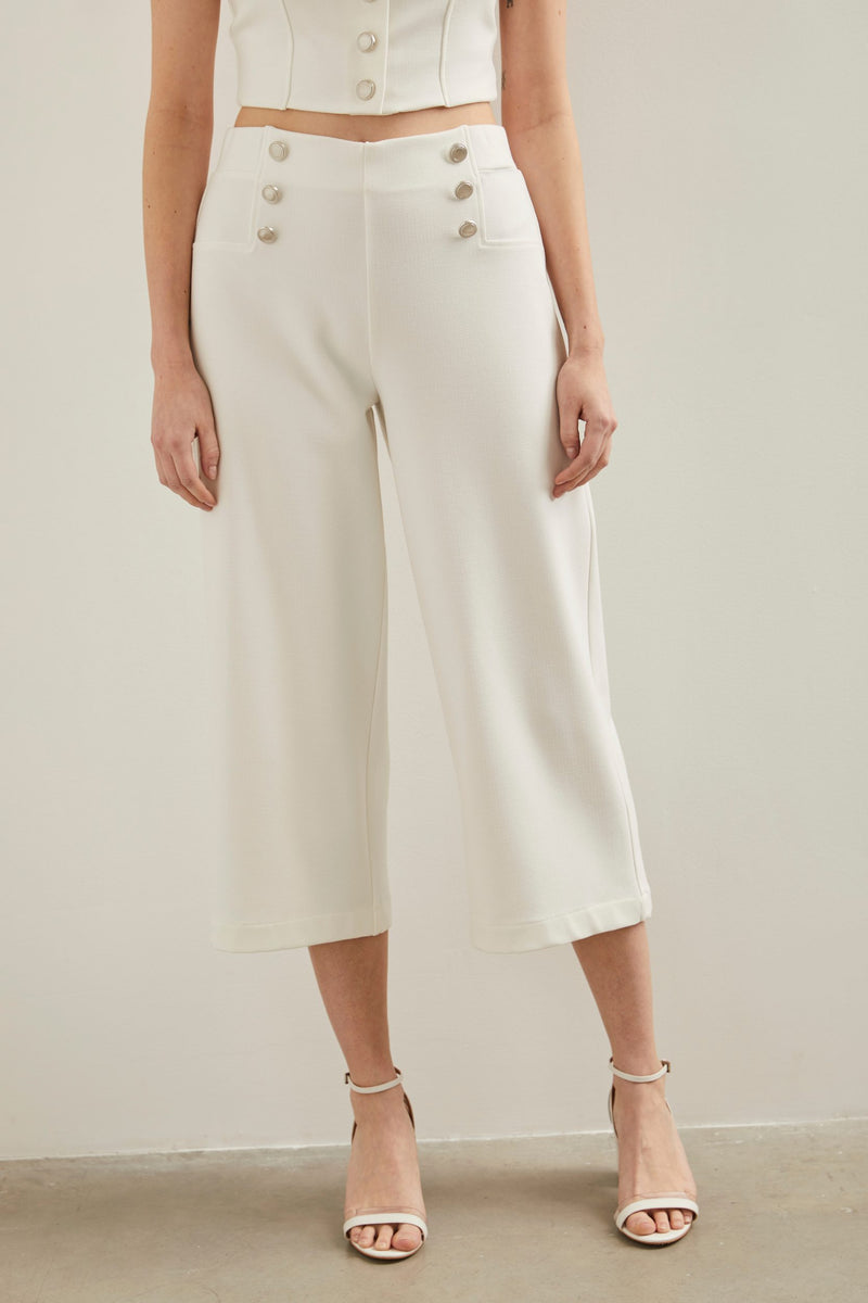 Wide leg cropped pant with ela