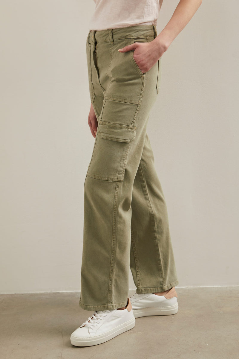 Straight cargo tencel pant